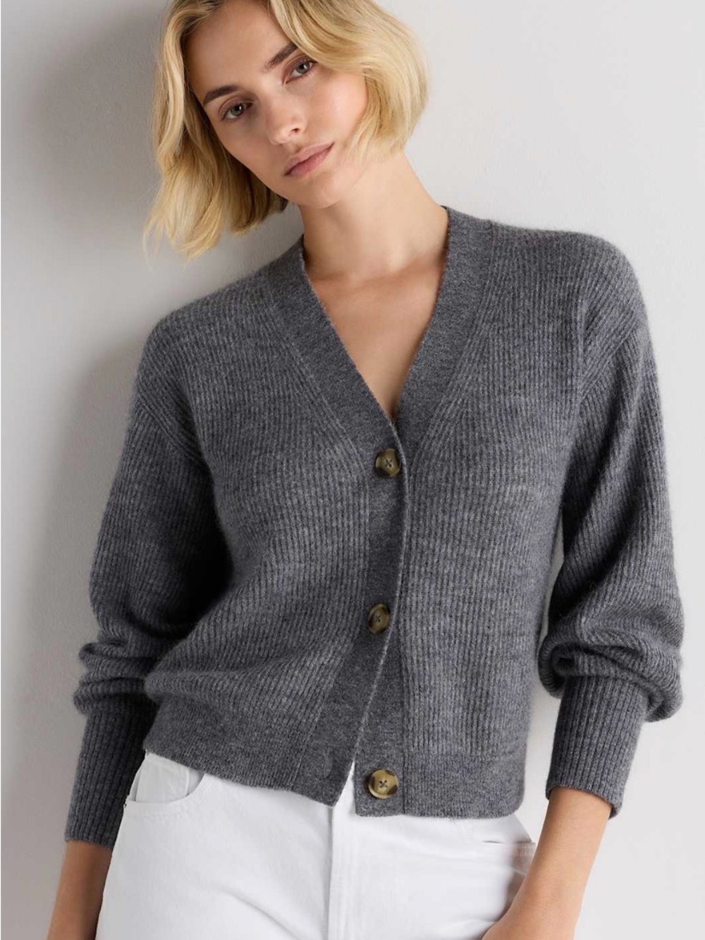 Quince Baby Alpaca-Wool Cropped Cardigan XS NWOT
